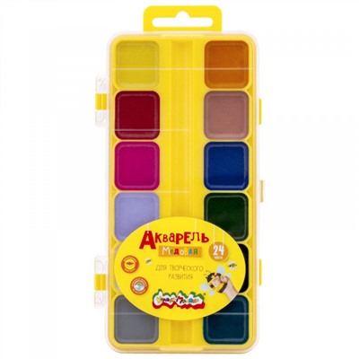 Краски акварельные медовые 24цв АККМФ24 без кисти пласт.уп Каляка-Маляка