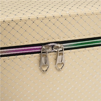 Набор шкатулок для украшений с зеркалом «Ромбы», 3 шт., искусственная кожа, сливки