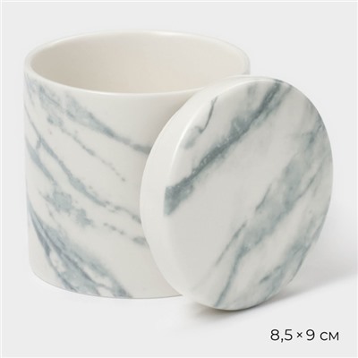 Сахарница Magistro Real Marble, 250 мл, 8.5×9 см, фарфор, белая