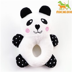Мягкая игрушка для собак, пончик, "Панда», 17 см, пищащая