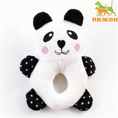 Мягкая игрушка для собак, пончик, "Панда», 17 см, пищащая