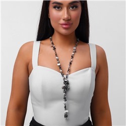 Длинное колье из натуральных камней, цвет: серый, темно-серый, арт. 018.801