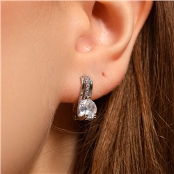 Серьги ювелирная бижутерия, покрытие посеребрение, вставка: фианиты, цвет: прозрачный, арт.213.604