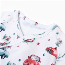 Боди детское с длинным рукавом MINAKU New Year's cars, рост 74-80 см, белое