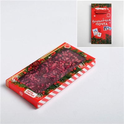 Коробка для шоколада новогодняя «Волшебная почта», с окном, 17×8.5×1.5 см