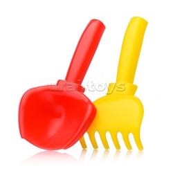 Песочный набор "Пляжный" ( 3 формочки, совок, грабли, ведро)