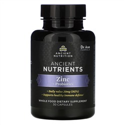 Dr. Axe / Ancient Nutrition, Ancient Nutrients, Zinc + Probiotics, 30 Capsules