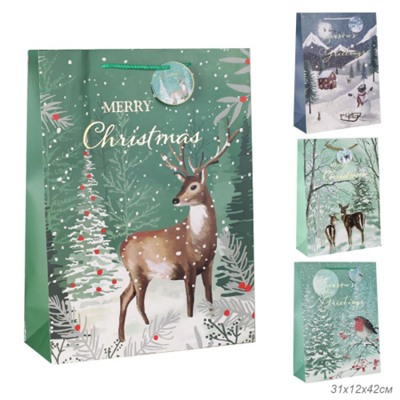 Пакет подарочный 31х42х12см / 5286ХL /уп 12/300/Новый год