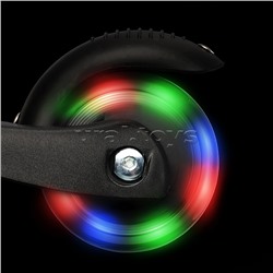 Самокат 3-х колесный ROCKET,колеса PU со светом, светящаяся стойка, ABEC 7, черный