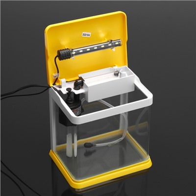 Аквариум SeaStar HX-180F в комплекте: LED-лампа, фильтр, 3.5 л, желтый