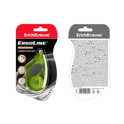 Корректор-лента 5 мм х 8 м ErgoLineR с резиновой вставкой, в блистере 53199 ErichKrause