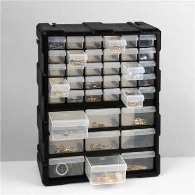 Органайзер универсальный «Ящик» 39 мест, пластик, 38.5×16×47.5 см, чёрный