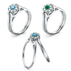 Кольцо-трансформер (перевёртыш) из серебра с фианитами родированное 925 пробы 1-4701-001р20232