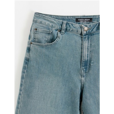 Актуальная коллекция CONTE CON-830 Синие джинсы straight ULTRA-LONG с эффектом зелёного тинта