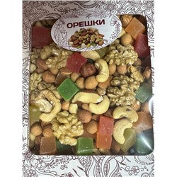Ореховая смесь с рахат лукумом  в коробке 500гр без изюма