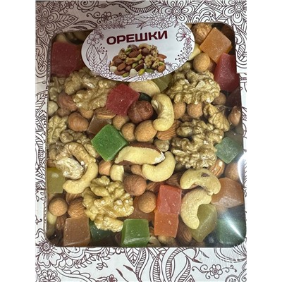 Ореховая смесь с рахат лукумом  в коробке 500гр без изюма