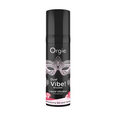 Съедобный жидкий вибратор Dual Vibe! со вкусом клубничного джина с тоником - 15 мл.