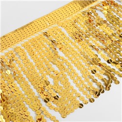 Тесьма с пайетками «Бахрома», d=6 мм, 16 см, 4.5±0.5 м, цвет золотой