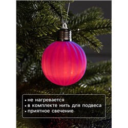 Елочный шар «Малиновый бархат» 8 см, 1 LED, от батареек LR44×3, свечение тёплое белое