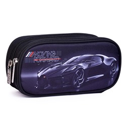 Пенал "Luxury Car" 22x9,5x7 см, овальный для 60 предметов, 2 отделения на молнии, одно с внутренним органайзером, плотный износостойкий полиэстер с водоотталкивающей пропиткой