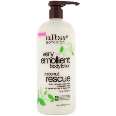 Alba Botanica, Very Emollient, смягчающий лосьон для тела, кокос, 907 г (32 унции)