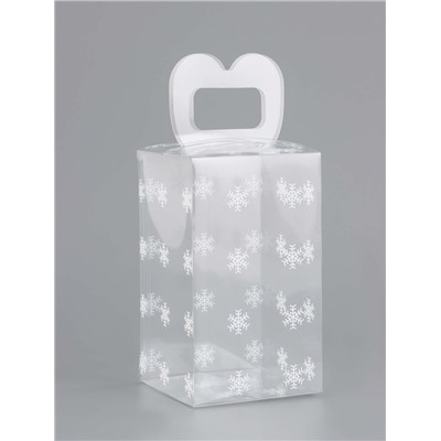 Коробка подарочная новогодняя складная ПВХ «Снежинки» 12×7×7 см
