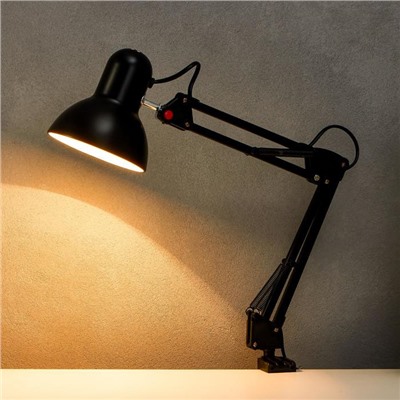 Лампа настольная Е27, на зажиме (220 В) черная, h=55 (811) RISALUX