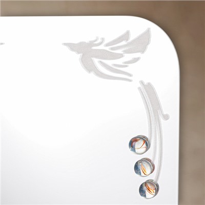 Зеркало интерьерное настенное «Райские птицы», с пескоструйной графикой, с фьюзингом, с полочкой, 35×45 см