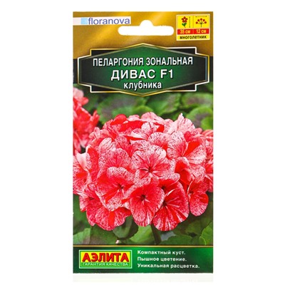 Семена цветов Пеларгония Дивас F1 клубника Мн Золотая серия, Ц/П,3 шт.