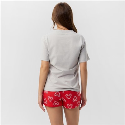 Пижама новогодняя женская (футболка, шорты) KAFTAN Love, размер 52-54