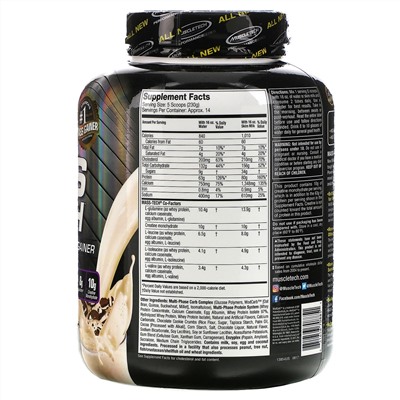 Muscletech, Mass-Tech, превосходный продукт для набора массы, печенье и сливки, 7,00 фунтов (3,18 кг)
