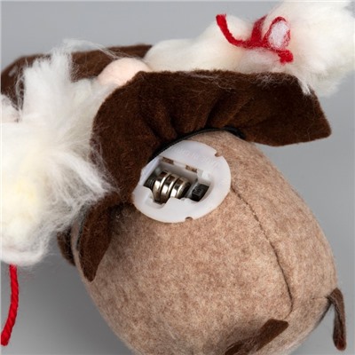 Светодиодная фигура «Гном-боровик» 8×20×8 см, текстиль, батарейки AG10×3 (в комплекте), свечение тёплое белое