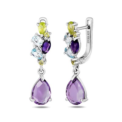 Серьги, аметист , перидот , топаз, Сорбонна