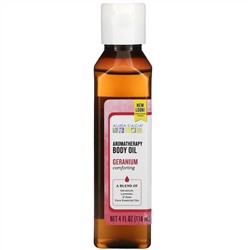 Aura Cacia,  Ароматерапевтическое масло для тела, "Успокаивающая герань", 4 жидких унции (118 мл)