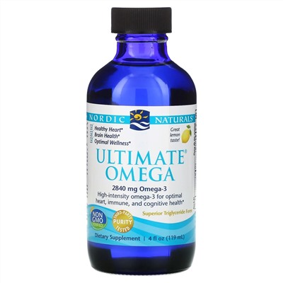 Nordic Naturals, Ultimate Omega, со вкусом лимона, 2840 мг, 119 мл (4 жидк. унции)