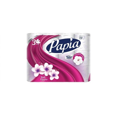 Papia Туалетная бумага 3-х слойная 12шт Балийский цветок