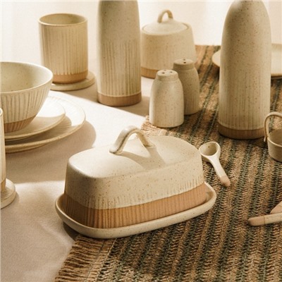 Маслёнка SL Home «Виенто», 18.5×13×10.5 см, керамика, бежевая