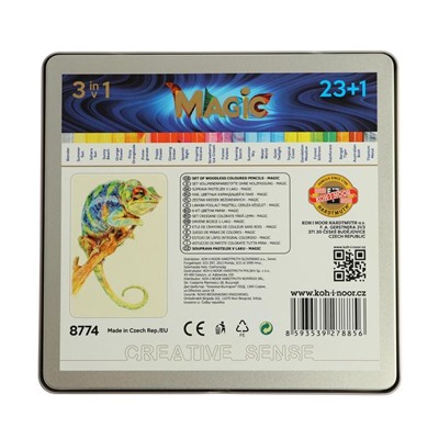 Карандаши цветные цельнографитовые, K-i-N PROGRESSO MAGIC 8774, 24 цвета, блендер, металлический пенал