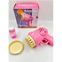 Пушка-генератор мыльных пузырей от батареек, розовая