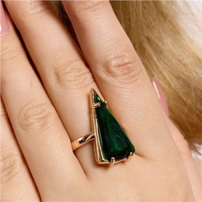 Кольцо 17 р ювелирная бижутерия коллекция "Дубай", покрытие позолота, вставка: фианит, цвет: изумрудный, арт.414.148-17