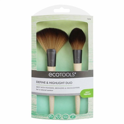 EcoTools, набор для нанесения бронзера и хайлайтера, 2 кисточки