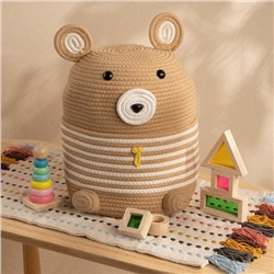 Корзина для игрушек SL Home «Медведь», плетёная, ручной работы, 25×26×41 см, коричневая