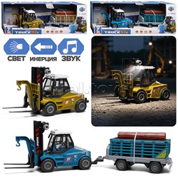 Машина "Вилочный погрузчик с прицепом" 1:43  (свет,звук) в коробке