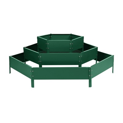Клумба оцинкованная, 3 яруса, d=60–100–140 см, высота бортика 45 см, зелёная, Greengo