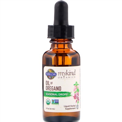 Garden of Life, MyKind Organics, масло орегано, сезонные капли, 30 мл (1 жидк. унция)