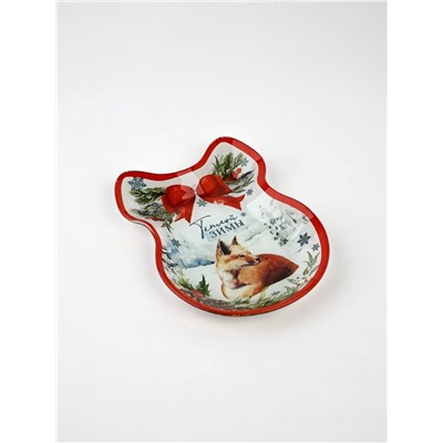 Тарелка новогодняя плоская «Теплой зимы», 13.5×18 см