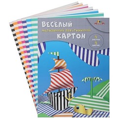 Набор цветного картона двустороннего А4 6л 6цв (веселый) "Полоски"  С0151-01 АппликА
