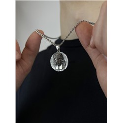 Подвеска религиозная из чернёного серебра - Спаситель, Иисус Христос 925 пробы П-001чИХ