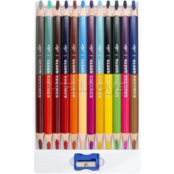 Карандаши цветные трехгранные двусторонние утолщенные "Классика" 12шт./24цв. с точилкой