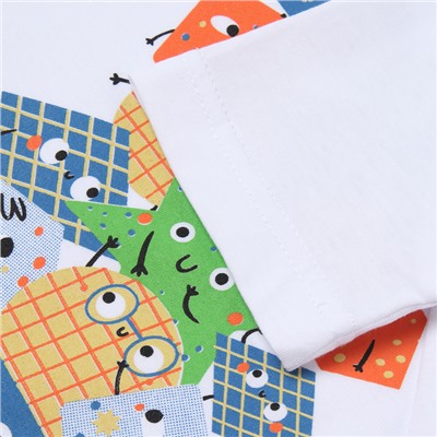 Комплект для мальчика «Геометрические фигуры» (футболка/шорты), цвет белый/оранжевый, рост 110-116 см